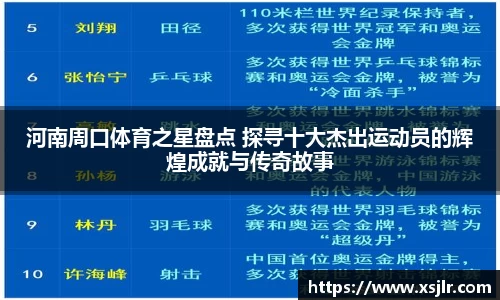 河南周口体育之星盘点 探寻十大杰出运动员的辉煌成就与传奇故事