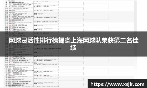 网球灵活性排行榜揭晓上海网球队荣获第二名佳绩