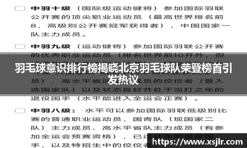 羽毛球意识排行榜揭晓北京羽毛球队荣登榜首引发热议