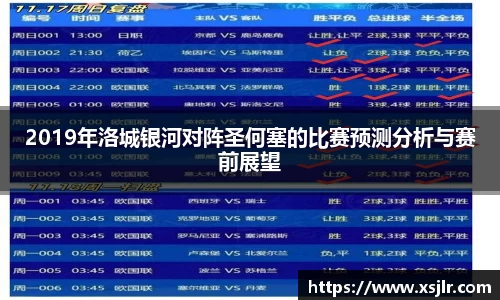 2019年洛城银河对阵圣何塞的比赛预测分析与赛前展望