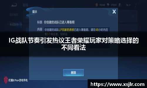 IG战队节奏引发热议王者荣耀玩家对策略选择的不同看法